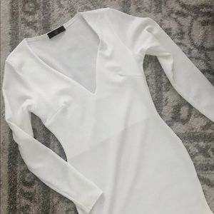 White V Neck Mini Dress